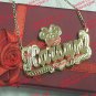 PERSONALIZED 14K GP 3D DOUBLE PLATED SCRIPT NAME PLATE NECKLACE / Any character
