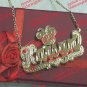PERSONALIZED 14K GP 3D DOUBLE PLATED SCRIPT NAME PLATE NECKLACE / Any character