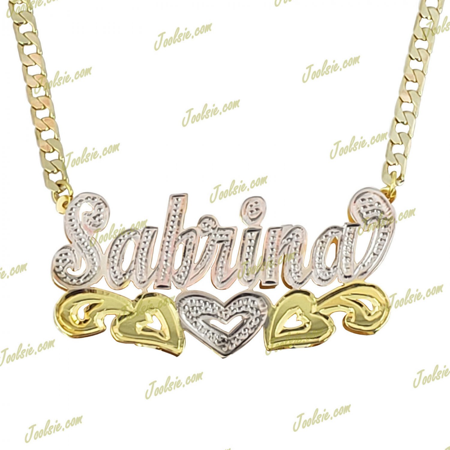 PERSONALIZED 14K GP 3D DOUBLE PLATED SCRIPT NAME PLATE NECKLACE ANY NAME US SELL