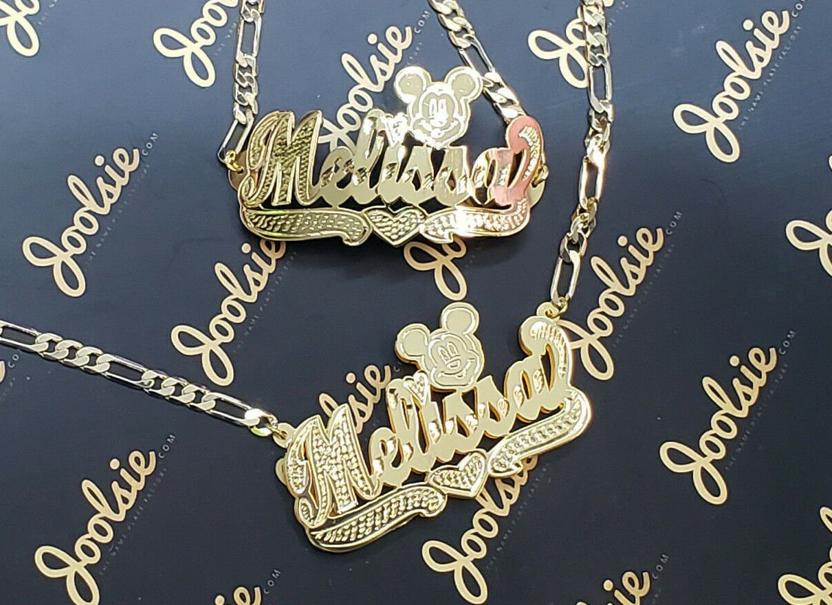 PERSONALIZED 14K GP 3D DOUBLE PLATED NAME NECKLACE BRACELET SET / Any character