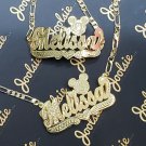 PERSONALIZED 14K GP 3D DOUBLE PLATED NAME NECKLACE BRACELET SET / Any character