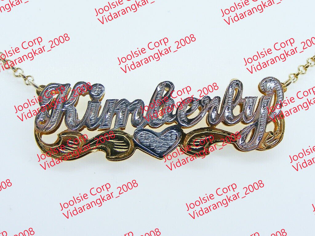 PERSONALIZED  14K GOLD PLATED 3D DOUBLE SCRIPT NAME PLATE NECKLACE ( ANY NAME)