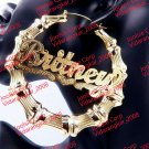 PERSONALIZED 14K GOLD PLATED 4:00"  JUMBO BAMBOO NAME EARRINGS / DOOR KNOCKERS