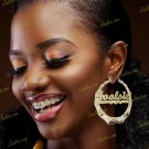 Personalized 3:00" Gold / 2TONE / Silver Round Bamboo Name  Earrings (LARGE)