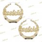 Personalized 3:00" Gold / 2TONE / Silver Round Bamboo Name  Earrings (LARGE)