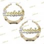 Personalized 3:00" Gold / 2TONE / Silver Round Bamboo Name  Earrings (LARGE)