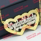 PERSONALIZED 14K GP TWO 2 NAMES COUPLE DOUBLE HEART NAME NECKLACE