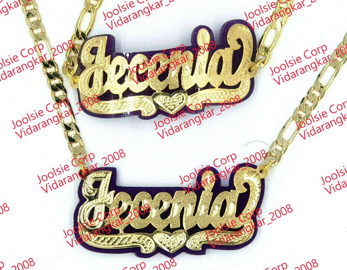 PERSONALIZED 14K GOLD PLATED NAME NECKLACE BRACELET SET  , ANY COLOR ANY NAME