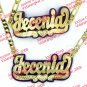 PERSONALIZED 14K GOLD PLATED NAME NECKLACE BRACELET SET  , ANY COLOR ANY NAME