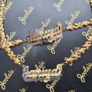 PERSONALIZED 14K GOLD PLATED SINGLE XO HUGS N KISSES NAME NECKLACE BRACELET SET