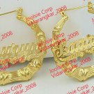 PERSONALIZED 14K GP 1.5" (small) ROUND BAMBOO NAME EARRINGS ANY NAME