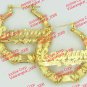 PERSONALIZED 14K GP 1.5" (small) ROUND BAMBOO NAME EARRINGS ANY NAME