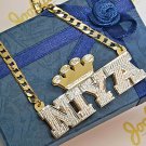 PERSONALIZED 14K GP 3D DOUBLE PLATED BLOCK NAME NECKLACE W/ROLEX CROWN UNISEX