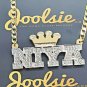 PERSONALIZED 14K GP 3D DOUBLE PLATED BLOCK NAME NECKLACE W/ROLEX CROWN UNISEX