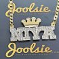 PERSONALIZED 14K GP 3D DOUBLE PLATED BLOCK NAME NECKLACE W/ROLEX CROWN UNISEX