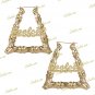 Personalized 3:00" Gold / 2TONE / Silver Triangle Bamboo Name Earrings (LARGE)