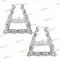 Personalized 3:00" Gold / 2TONE / Silver Triangle Bamboo Name Earrings (LARGE)