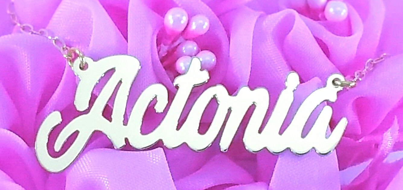 PERSONALIZED STERLING SILVER  ANY  NAME PLATE NECKLACE  US SELLER ACTONIA STYLE