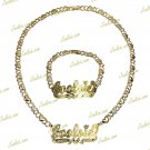 PERSONALIZED 14K GP DOUBLE PLATED XO HUGS AND KISSES NAME NECKLACE BRACELET SET
