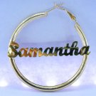 PERSONALIZED 14K GOLD GP 2.00" STUD HOOP NAME EARRINGS