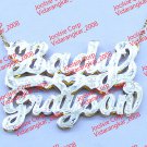 PERSONALIZED DOUBLE TWO 2 NAMES PLATE NECKLACE CHAIN cOUPLE LOVE GIFT