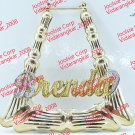 PERSONALIZED 14K GP 2" MEDIUM  TRIANGULAR BAMBOO NAME EARRINGS DOOR KNOCKERS