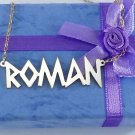 PERSONALIZED STERLING SILVER ROMAN/GREEK STYLE ANY NAME PLATE NECKLACE US SELLER