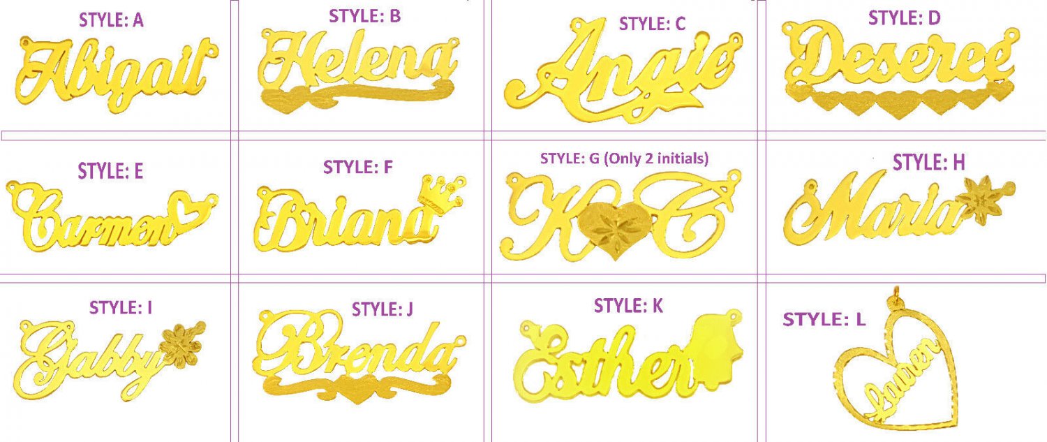 PERSONALIZED SINGLE GOLD PLATED  ANY NAME ANY STYLE PLATE NECKLACE FREE CHAIN