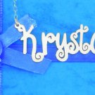 PERSONALIZED STERLING SILVER CURLY STYLE ANY NAME PLATE NECKLACE  ** US SELLER