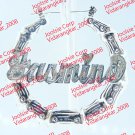 PERSONALIZED 2" MEDIUM  SILVER PLATED ROUND BAMBOO NAME EARRINGS * ANY NAME