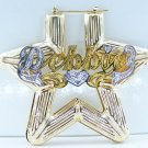 PERSONALIZED GP 2 3/4" JUMBO STAR BAMBOO NAME EARRINGS
