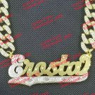 PERSONALIZED GP 3D CZ CUBAN 3" JUMBO DOUBLE PLATED SCRIPT NAME PLATE NECKLACE