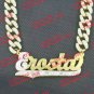 PERSONALIZED GP 3D CZ CUBAN 3" JUMBO DOUBLE PLATED SCRIPT NAME PLATE NECKLACE