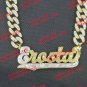PERSONALIZED GP 3D CZ CUBAN 3" JUMBO DOUBLE PLATED SCRIPT NAME PLATE NECKLACE