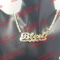 PERSONALIZED GP 3D CZ TENNIS 3" JUMBO DOUBLE PLATED SCRIPT NAME PLATE NECKLACE