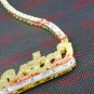 PERSONALIZED GP 3D CZ TENNIS 3" JUMBO DOUBLE PLATED SCRIPT NAME PLATE NECKLACE