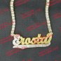 PERSONALIZED GP 3D CZ TENNIS 3" JUMBO DOUBLE PLATED SCRIPT NAME PLATE NECKLACE