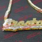 PERSONALIZED GP 3D CZ TENNIS 3" JUMBO DOUBLE PLATED SCRIPT NAME PLATE NECKLACE