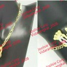 PERSONALIZED 14K GOLD PLATED DOUBLE 3D NAME NECKLACE BRACELET SET , ROLEX CROWN