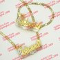 PERSONALIZED 14K GOLD PLATED DOUBLE 3D NAME NECKLACE BRACELET SET , ROLEX CROWN