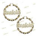 Personalized 2:25" Gold / 2TONE / Silver Twist  Name Hoops Earrings (MEDIUM)