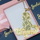 PERSONALIZED 14K GP 3D DOUBLE PLATED SCRIPT NAME PLATE NECKLACE / Any Character