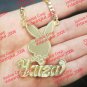 PERSONALIZED 14K GP 3D DOUBLE PLATED SCRIPT NAME PLATE NECKLACE / Any Character