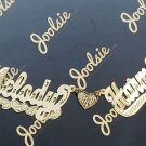 PERSONALIED 14K GOLD PLATED COUPLE NAME NECKLACE ANY 2 NAMES W/ HEART CONNECTOR