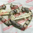 PERSONALIZED 14K GP 2:00" HEART BAMBOO NAME EARRINGS ANY NAME UP TO 9 LETTERS SN