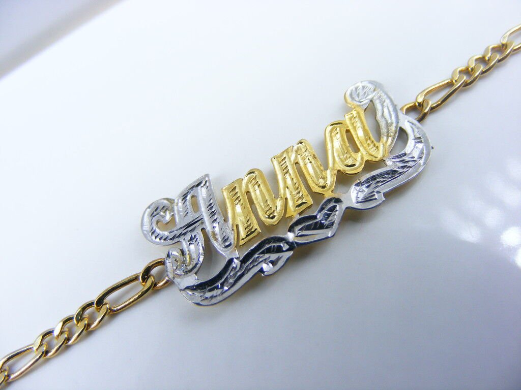 ANY NAME PERSONALIZED 14K  GF BABY NAME PLATE BRACELET GIFT