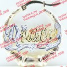 PERSONALIZED 14K GOLD OVERLAY  1.2" BABY BAMBOO NAME EARRINGS SMALL SIZE 2TONE