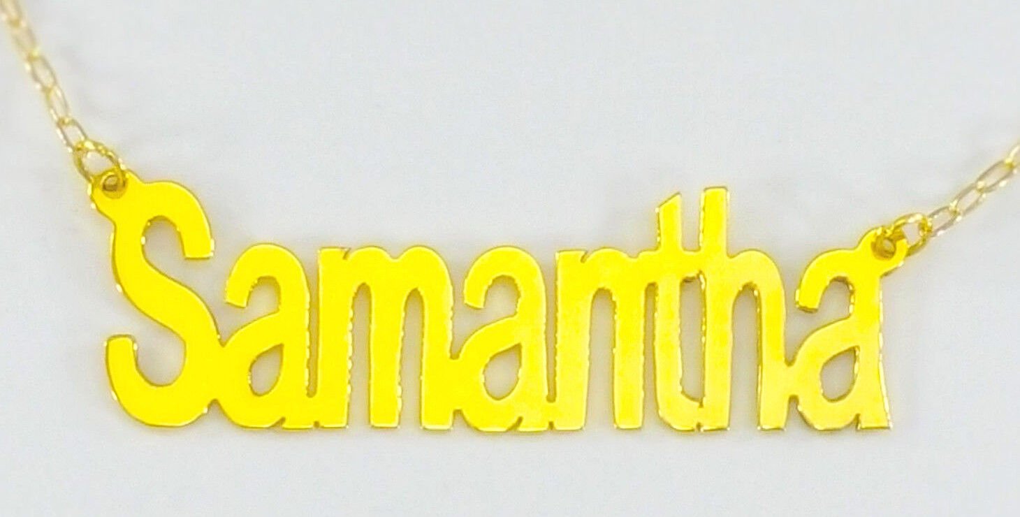 PERSONALIZED GOLD PLATED ANY NAME PLATE NECKLACE  BLOCK UNISEX * US SELLER