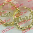 PERSONALIZED 14K GP 2:00" MEDIUM BAMBOO NAME EARRINGS ANY NAME UP TO 9 LETTERS