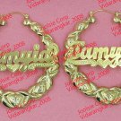 PERSONALIZED 14K GOLD OVERLAY  1.2" BABY XO BAMBOO NAME HOOP EARRINGS SMALL